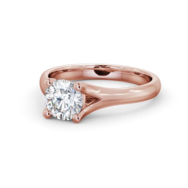Round Diamond Engagement Ring 9K Rose Gold Solitaire - Lawley ENRD14_RG_FLAT