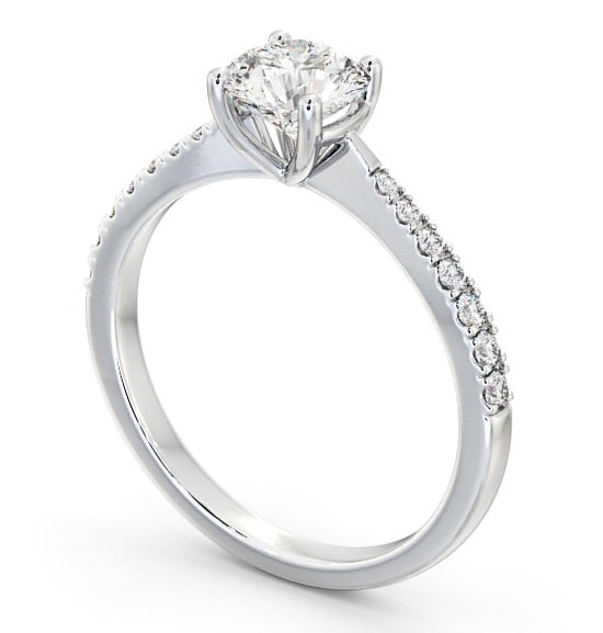 Round Diamond Engagement Ring Platinum Solitaire With Side Stones - Bari ENRD150S_WG_THUMB1
