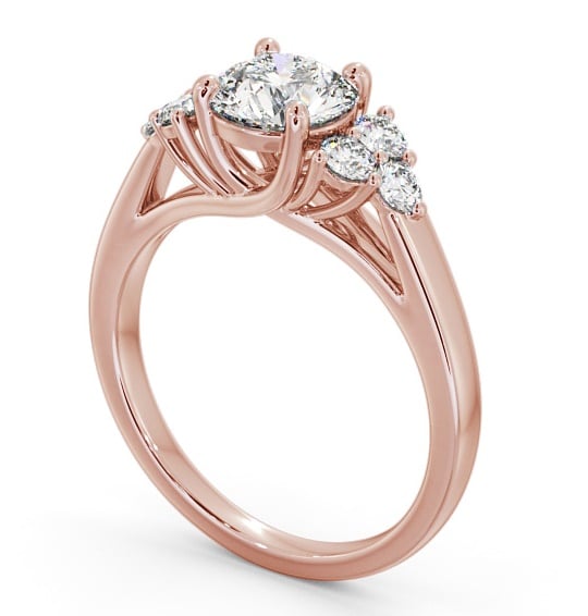Round Diamond Engagement Ring 9K Rose Gold Solitaire With Side Stones - Costa ENRD151S_RG_THUMB1