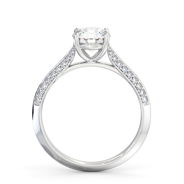 Round Diamond Engagement Ring Platinum Solitaire With Side Stones - Alford ENRD152S_WG_UP