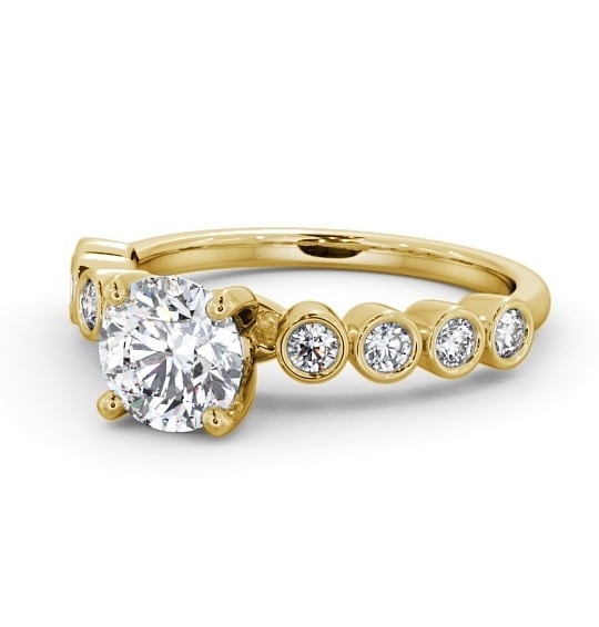  Round Diamond Engagement Ring 9K Yellow Gold Solitaire With Side Stones - Dagmar ENRD154S_YG_THUMB2 