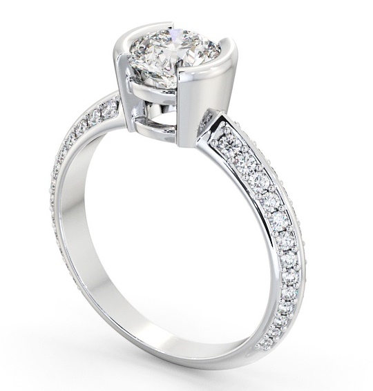  Round Diamond Engagement Ring 9K White Gold Solitaire With Side Stones - Lisbeth ENRD155S_WG_THUMB1 