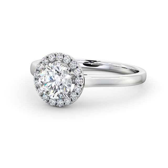 Halo Round Diamond Engagement Ring 18K White Gold - Amias ENRD155_WG_FLAT