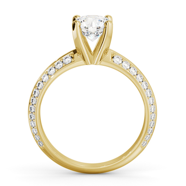 Round Diamond Engagement Ring 18K Yellow Gold Solitaire With Side Stones - Zelin ENRD157S_YG_UP