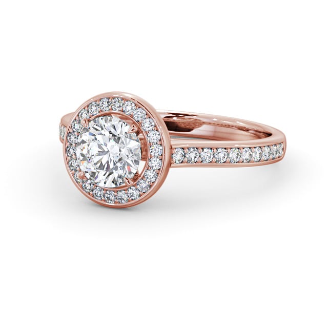 Halo Round Diamond Engagement Ring 9K Rose Gold - Bowes ENRD157_RG_FLAT