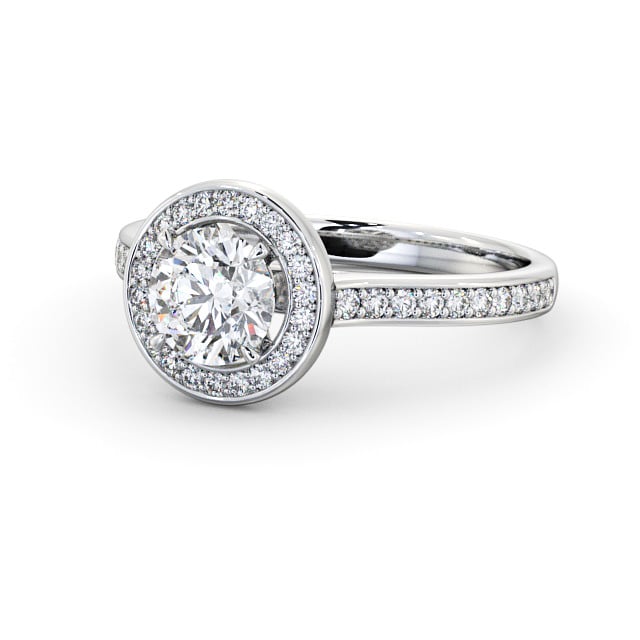 Halo Round Diamond Engagement Ring 18K White Gold - Bowes ENRD157_WG_FLAT