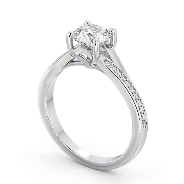 Round Diamond Engagement Ring Palladium Solitaire With Side Stones - Saluv ENRD158S_WG_SIDE