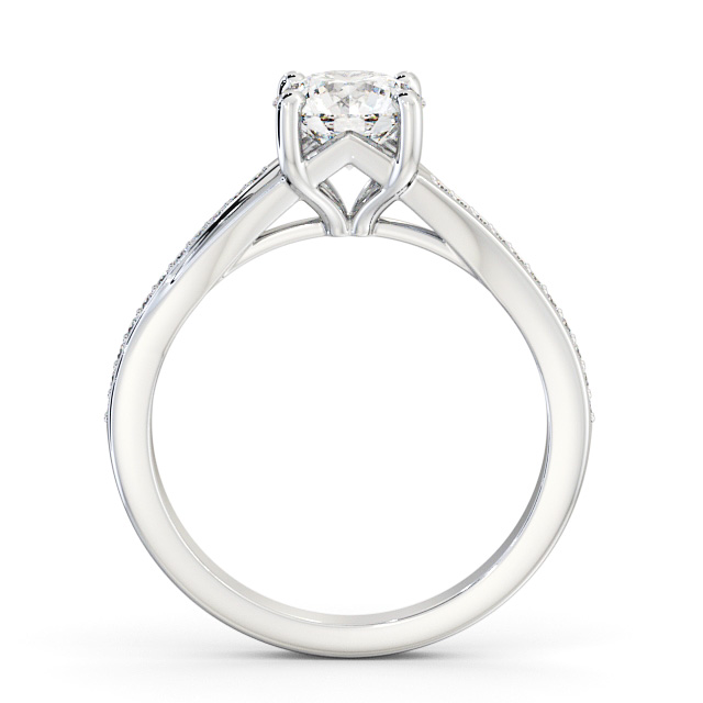Round Diamond Engagement Ring Palladium Solitaire With Side Stones - Saluv ENRD158S_WG_UP