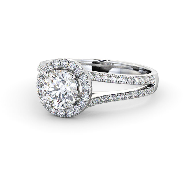 Halo Round Diamond Engagement Ring 18K White Gold - Gloriana ENRD158_WG_FLAT