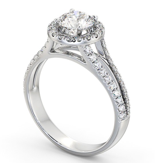  Halo Round Diamond Engagement Ring 18K White Gold - Gloriana ENRD158_WG_THUMB1 