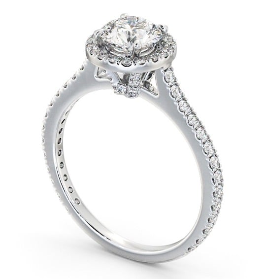  Halo Round Diamond Engagement Ring 18K White Gold - Louella ENRD159_WG_THUMB1 