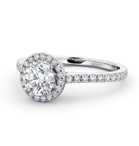  Halo Round Diamond Engagement Ring 18K White Gold - Louella ENRD159_WG_THUMB2 