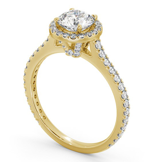  Halo Round Diamond Engagement Ring 18K Yellow Gold - Louella ENRD159_YG_THUMB1 