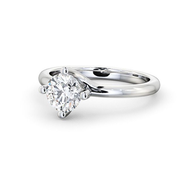 Round Diamond Engagement Ring Platinum Solitaire - Lilley ENRD15_WG_FLAT