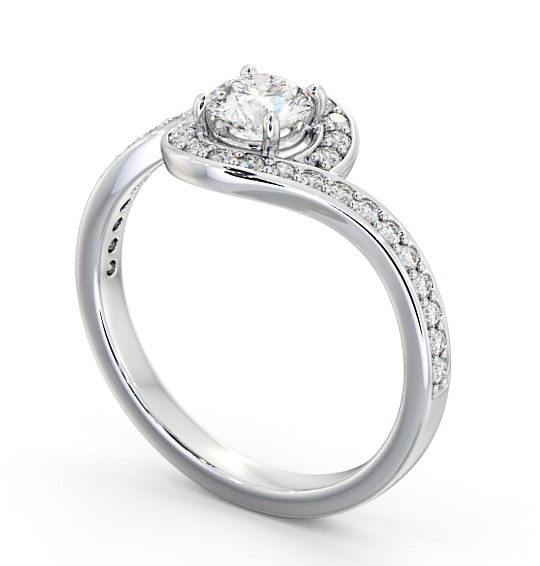 Halo Round Diamond Engagement Ring Palladium - Pascale ENRD161_WG_THUMB1