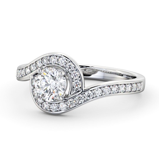  Halo Round Diamond Engagement Ring 18K White Gold - Pascale ENRD161_WG_THUMB2 