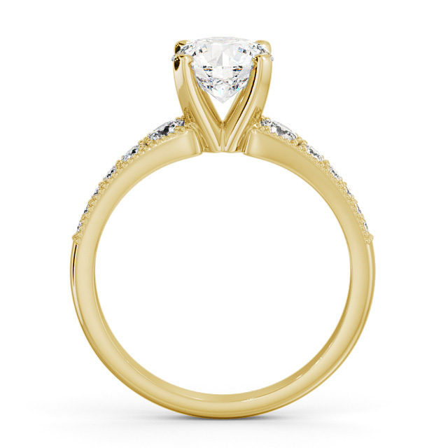 Round Diamond Engagement Ring 18K Yellow Gold Solitaire With Side Stones - Errol ENRD163S_YG_UP