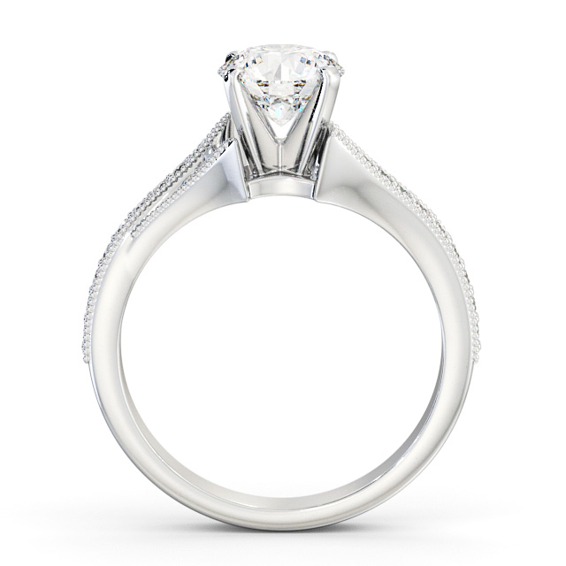 Round Diamond Engagement Ring Palladium Solitaire With Side Stones - Langham ENRD164S_WG_UP