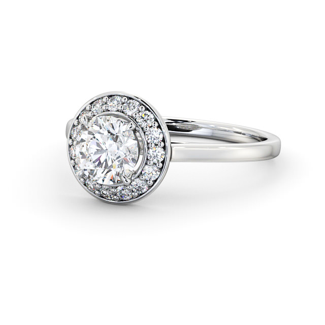 Halo Round Diamond Engagement Ring 18K White Gold - Marinka ENRD164_WG_FLAT