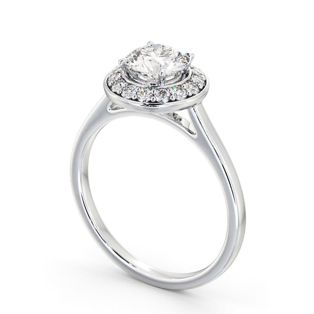 Halo Round Diamond Engagement Ring 18K White Gold - Marinka ENRD164_WG_SIDE