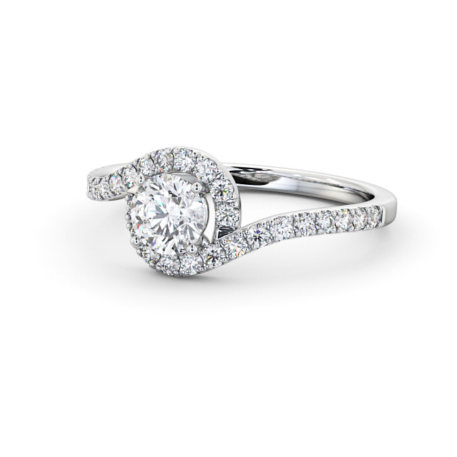 Halo Round Diamond Engagement Ring 18K White Gold - Samira ENRD165_WG_FLAT