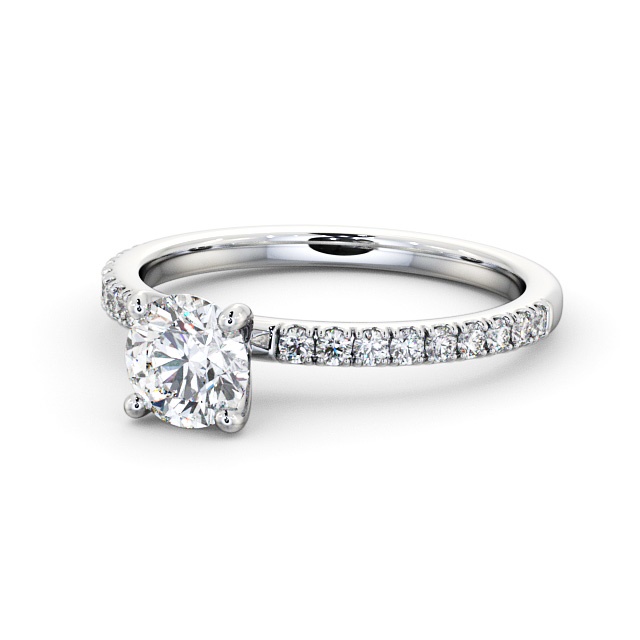 Round Diamond Engagement Ring Platinum Solitaire With Side Stones - Ansford ENRD167S_WG_FLAT