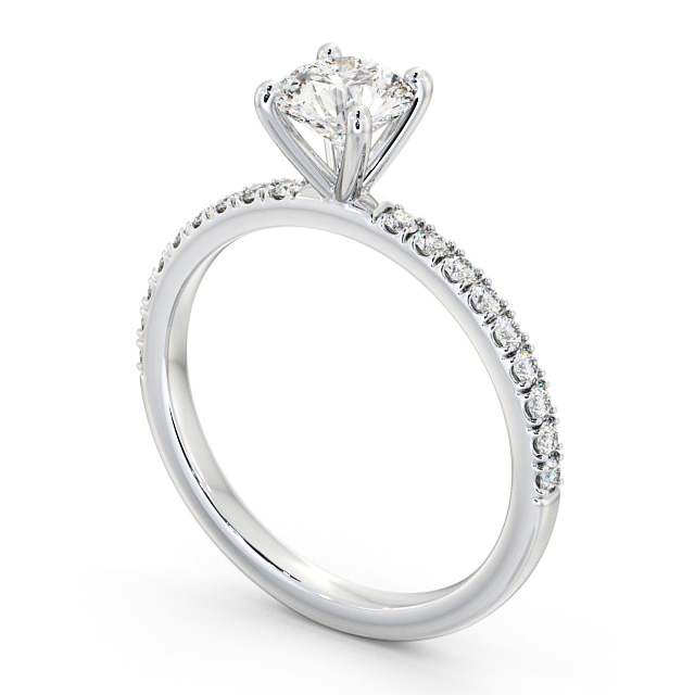 Round Diamond Engagement Ring Platinum Solitaire With Side Stones - Ansford ENRD167S_WG_SIDE