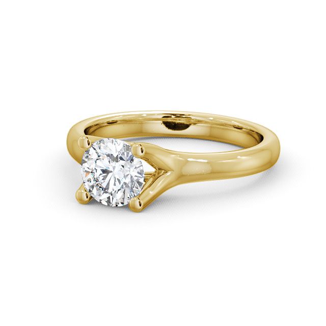 Round Diamond Engagement Ring 18K Yellow Gold Solitaire - Thealby ENRD16_YG_FLAT