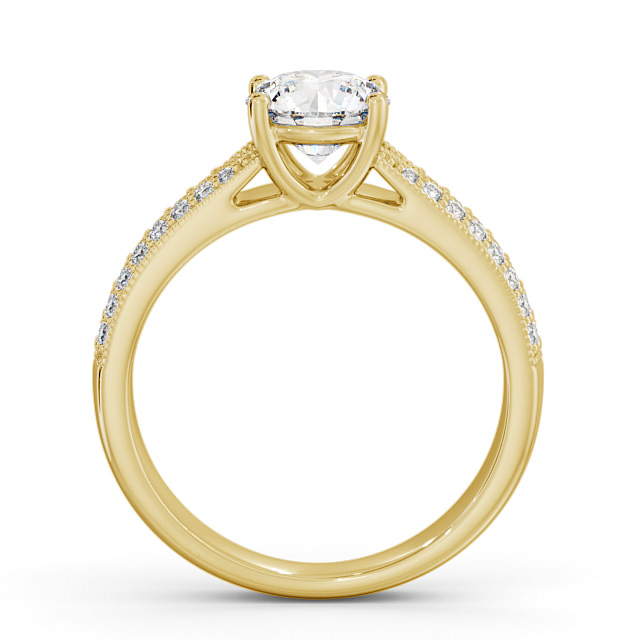 Vintage Style Engagement Ring 9K Yellow Gold Solitaire With Side Stones - Kirin ENRD172_YG_UP