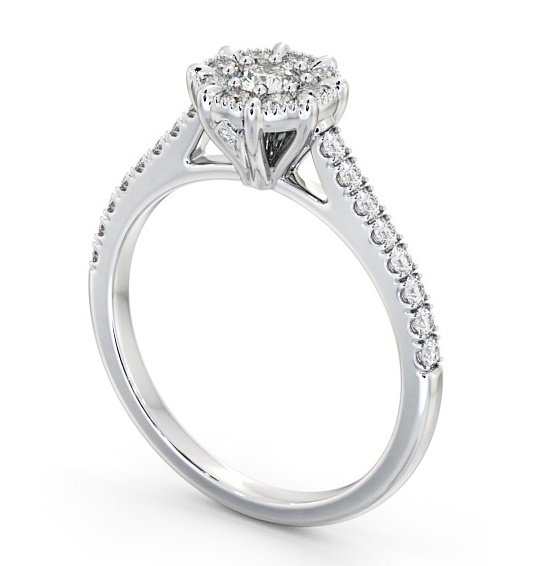  Halo Round Diamond Engagement Ring 18K White Gold - Hapton ENRD175_WG_THUMB1 