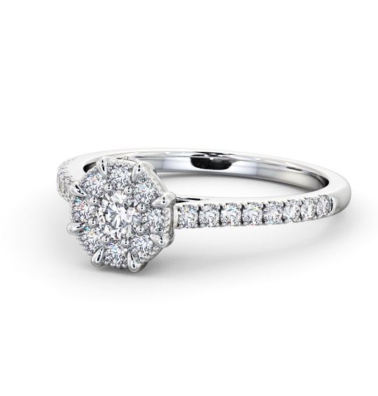  Halo Round Diamond Engagement Ring 18K White Gold - Hapton ENRD175_WG_THUMB2 