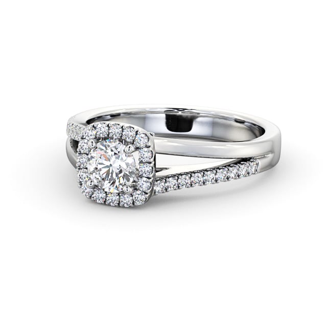 Halo Round Diamond Engagement Ring Palladium - Loscoe ENRD176_WG_FLAT