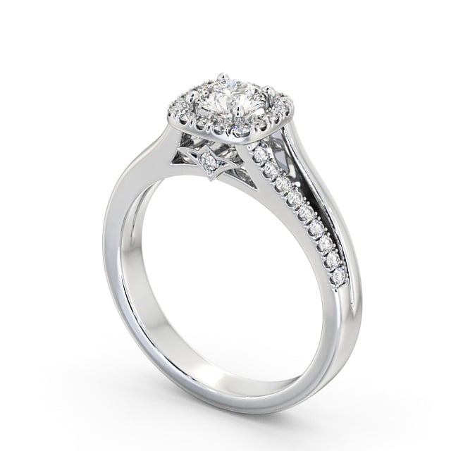 Halo Round Diamond Engagement Ring Palladium - Loscoe ENRD176_WG_SIDE