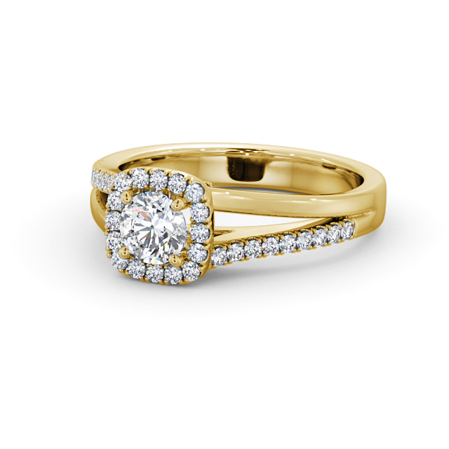 Halo Round Diamond Engagement Ring 18K Yellow Gold - Loscoe ENRD176_YG_FLAT