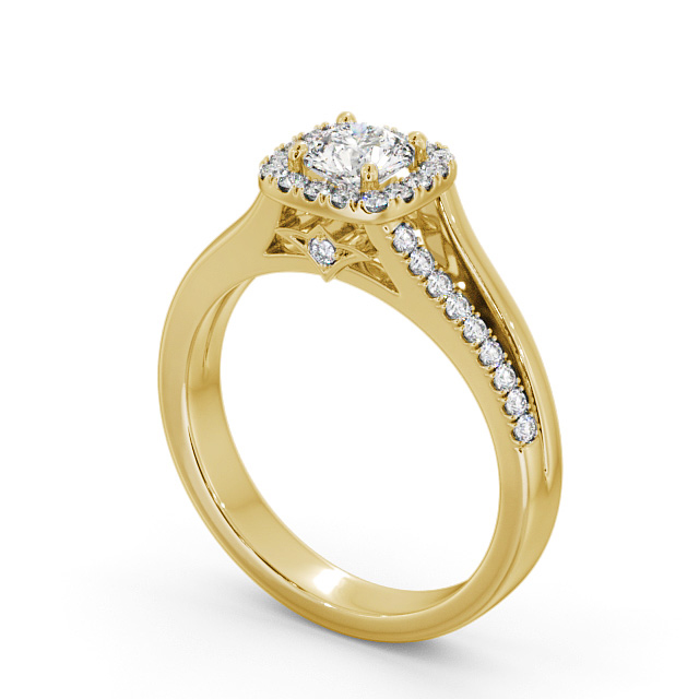 Halo Round Diamond Engagement Ring 18K Yellow Gold - Loscoe ENRD176_YG_SIDE