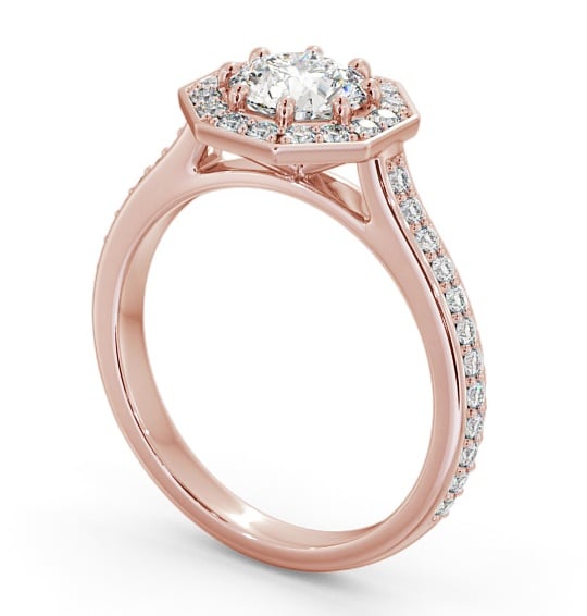 Halo Round Diamond Engagement Ring 9K Rose Gold - Mirna ENRD177_RG_THUMB1