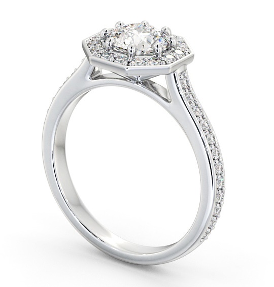  Halo Round Diamond Engagement Ring 18K White Gold - Mirna ENRD177_WG_THUMB1 