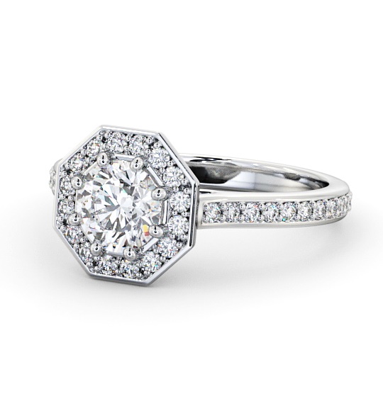  Halo Round Diamond Engagement Ring Platinum - Mirna ENRD177_WG_THUMB2 