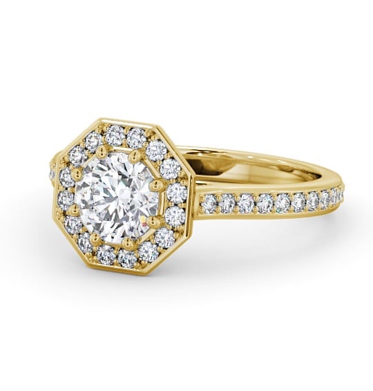  Halo Round Diamond Engagement Ring 18K Yellow Gold - Mirna ENRD177_YG_THUMB2 