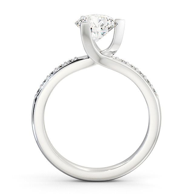 Round Diamond Engagement Ring Palladium Solitaire With Side Stones - Leire ENRD17S_WG_UP