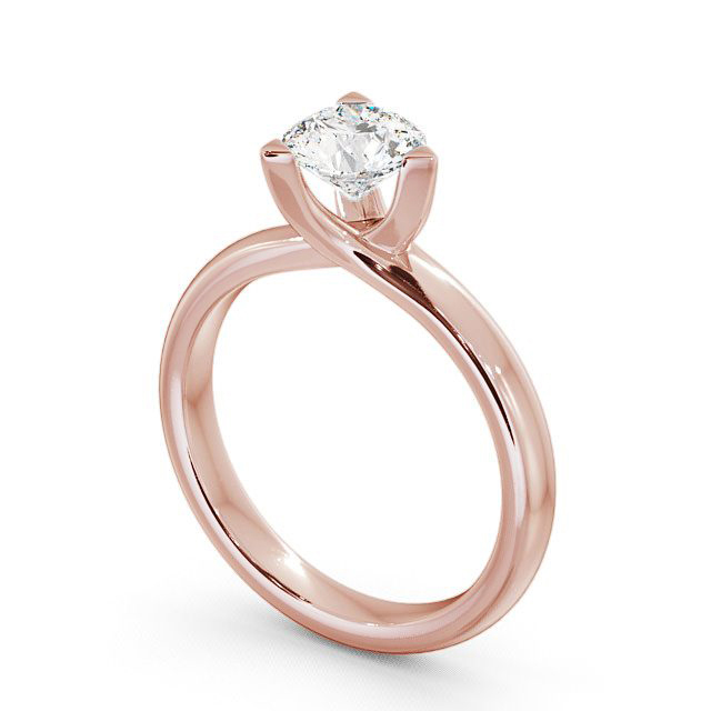Round Diamond Engagement Ring 9K Rose Gold Solitaire - Vassa ENRD17_RG_SIDE