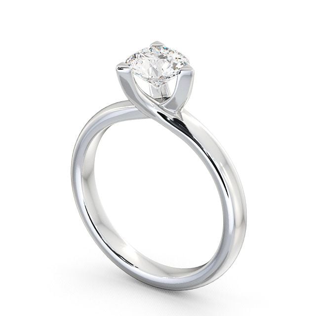 Round Diamond Engagement Ring 18K White Gold Solitaire - Vassa ENRD17_WG_SIDE