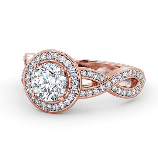  Halo Round Diamond Engagement Ring 18K Rose Gold - Mualla ENRD181_RG_THUMB2 