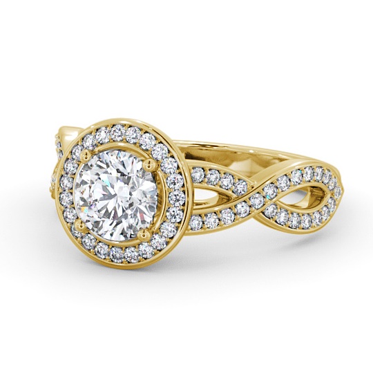  Halo Round Diamond Engagement Ring 18K Yellow Gold - Mualla ENRD181_YG_THUMB2 