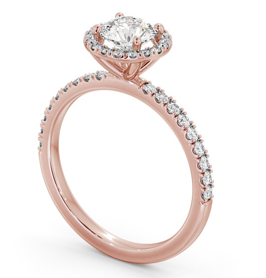 Halo Round Diamond Engagement Ring 9K Rose Gold - Lolie ENRD182_RG_THUMB1