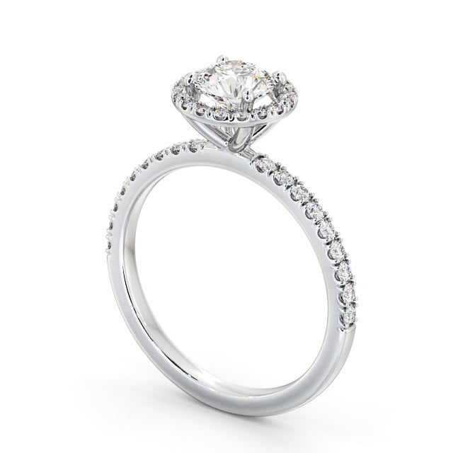 Halo Round Diamond Engagement Ring 18K White Gold - Lolie ENRD182_WG_SIDE