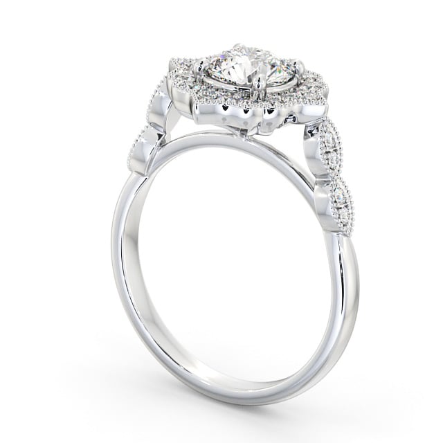 Halo Round Diamond Engagement Ring 18K White Gold - Chadwell ENRD183_WG_SIDE