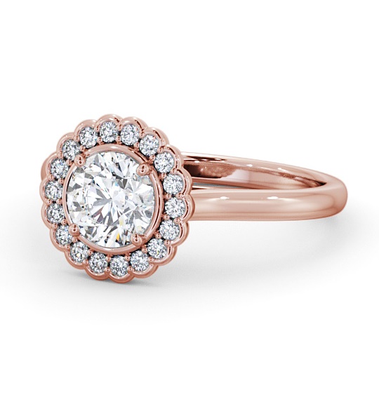  Halo Round Diamond Engagement Ring 18K Rose Gold - Bartley ENRD184_RG_THUMB2 