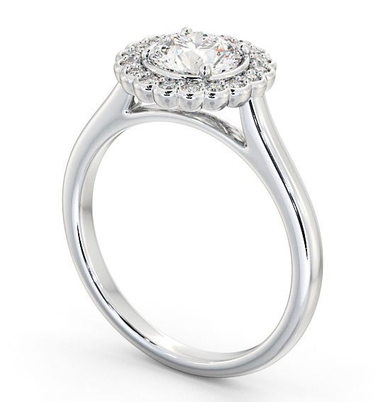  Halo Round Diamond Engagement Ring 18K White Gold - Bartley ENRD184_WG_THUMB1 