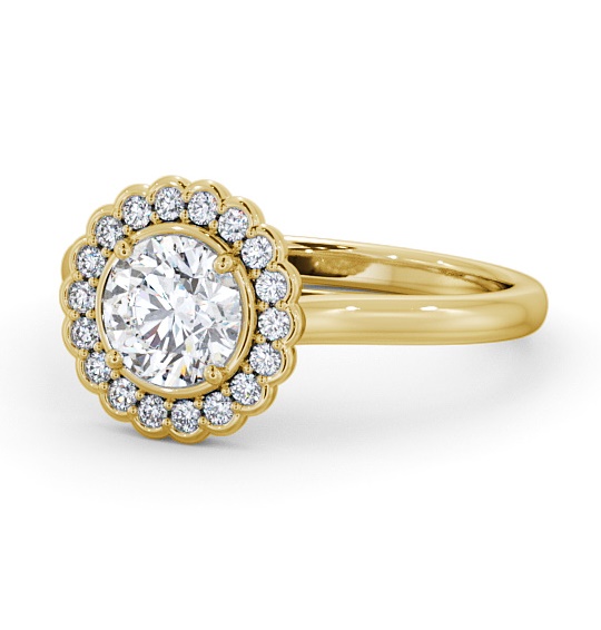  Halo Round Diamond Engagement Ring 18K Yellow Gold - Bartley ENRD184_YG_THUMB2 